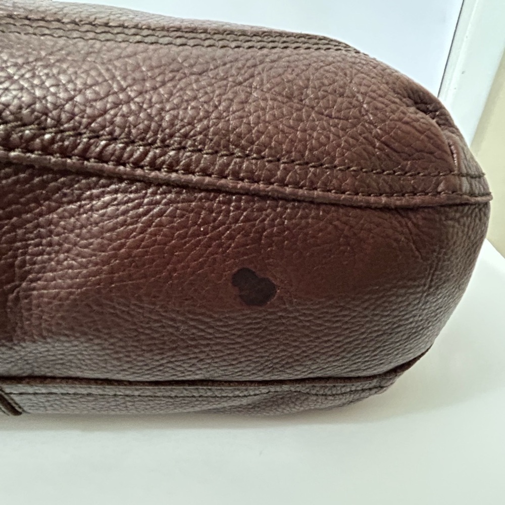Lucky Brand -  Large Leather Bowler Shoulder Bag with Tassels in Burgundy/Brown - Picture 15 of 16